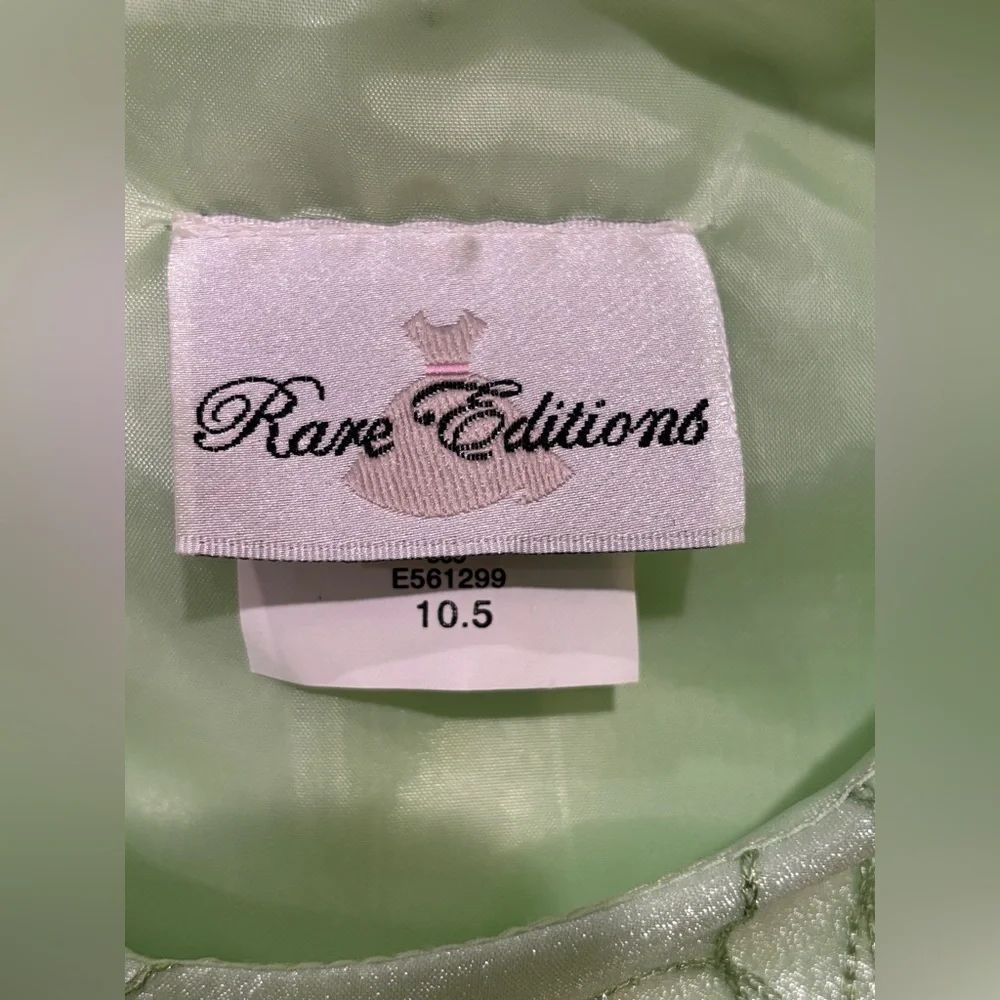 🐣Vintage Elegant Organza Green Floral Kids Dress - Size 10.5 🐣